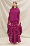 Pinki Sinha_Pink Silk Woven Geometric Boat Handloom Lehenga Skirt And Cape Set For Women_Online_at_Aza_Fashions
