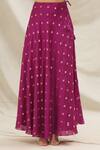 Pinki Sinha_Pink Silk Woven Geometric Boat Handloom Lehenga Skirt And Cape Set For Women_at_Aza_Fashions