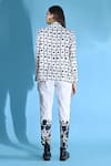 Shop_Jyoti Sachdev Iyer_White Cotton, Bamboo V-neck Geometric Print Jacket And Trouser Set _at_Aza_Fashions