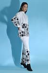 Jyoti Sachdev Iyer_White Cotton Bandeau Neck Floral Print Top And Trouser Set _at_Aza_Fashions