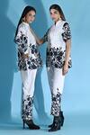 Buy_Jyoti Sachdev Iyer_White Cotton Bandeau Neck Floral Print Top And Trouser Set 