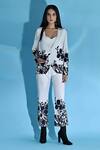Buy_Jyoti Sachdev Iyer_White Cotton, Bamboo Embroidery Sweetheart Floral Print Jacket And Trouser Set _at_Aza_Fashions