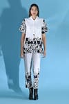 Buy_Jyoti Sachdev Iyer_White Cotton Bandeau Neck Floral Print Top And Trouser Set _at_Aza_Fashions