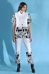 Shop_Jyoti Sachdev Iyer_White Cotton Bandeau Neck Floral Print Top And Trouser Set _Online_at_Aza_Fashions
