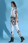 Jyoti Sachdev Iyer_White Cotton Bandeau Neck Floral Print Top And Trouser Set _at_Aza_Fashions