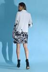 JYOTI SACHDEV IYER_White Bamboo Printed Floral Lapel Shirt Dress _Online_at_Aza_Fashions