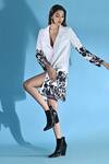 JYOTI SACHDEV IYER_White Bamboo Printed Floral Lapel Shirt Dress _at_Aza_Fashions