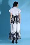 Shop_Jyoti Sachdev Iyer_White Cotton Shawl Neck Floral Print Top And Skirt Set _at_Aza_Fashions