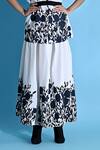 Buy_Jyoti Sachdev Iyer_White Cotton Shawl Neck Floral Print Top And Skirt Set _Online_at_Aza_Fashions