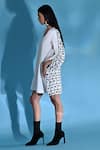Jyoti Sachdev Iyer_White Bamboo V-neck Geometric Print Dress _Online_at_Aza_Fashions