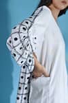 Shop_Jyoti Sachdev Iyer_White Bamboo V-neck Geometric Print Dress _Online_at_Aza_Fashions