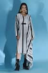 Buy_JYOTI SACHDEV IYER_White Cupro Printed Stripe V Neck Kaftan _at_Aza_Fashions