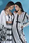 JYOTI SACHDEV IYER_White Cupro Printed Stripe V Neck Kaftan _Online_at_Aza_Fashions