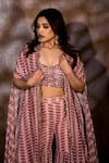 Buy_Divya Aggarwal_Purple Georgette Printed Bustier Sweetheart Neck Aubree Cape With Sharara Set 