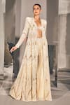 Buy_Ritika Mirchandani_Ivory Net Embellished Crystal Jacket Open Azra Sharara Set  _at_Aza_Fashions