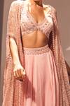 Ritika Mirchandani_Pink Net Embellished Crystal Jacket Ayla Scallop Cape Skirt Set  _Online_at_Aza_Fashions