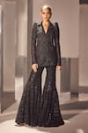 Buy_Ritika Mirchandani_Black Net Embroidered Pinar Abstract Cutwork Blazer And Sharara Set  _at_Aza_Fashions