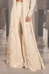 Ritika Mirchandani_Ivory Net Embellished Crystal Jacket Open Afet Cutwork Sharara Set  _Online_at_Aza_Fashions