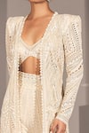 Buy_Ritika Mirchandani_Ivory Net Embellished Crystal Jacket Open Afet Cutwork Sharara Set  _Online_at_Aza_Fashions