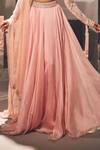 Ritika Mirchandani_Pink Net Embellished Crystal V Neck Derya Geometric Blouse Skirt Set For Women_Online_at_Aza_Fashions