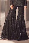 Ritika Mirchandani_Black Net Embroidered Pinar Abstract Cutwork Blazer And Sharara Set  _Online_at_Aza_Fashions