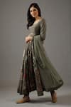 Balance by Rohit Bal_Grey Chanderi Silk Printed Floral Scoop Neck Anarkali Set _at_Aza_Fashions