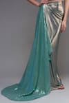 Buy_Cham Cham_Blue Stretch Knit Foil Solid Metallic One Sequined Draped Skirt With Top _Online_at_Aza_Fashions