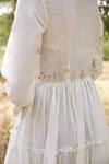 Shop_Palak Khandelwal_Ivory Cotton, Silk Embroidery Round Neck Tiered Dress _Online_at_Aza_Fashions