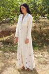 Shop_Palak Khandelwal_Ivory Cotton, Silk Embroidery Collared Floral Dress _Online_at_Aza_Fashions