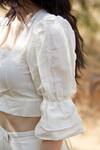 Shop_Palak Khandelwal_Ivory Linen Square Neck Puff Sleeve Top And Pant Set _Online_at_Aza_Fashions