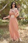 Buy_Palak Khandelwal_Pink Cotton Off-shoulder Puff Sleeve Pant Set _at_Aza_Fashions