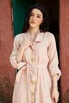 Shop Palak Khandelwal Pink Cotton Embroidery Collared Button Shirt Dress Online at Aza Fashions Shop_Palak Khandelwal_Pink Cotton Embroidery Collared Button Shirt Dress _Online_at_Aza_Fashions
