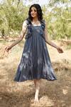 Palak Khandelwal Grey Cotton Ruffles Square Neck Tiered Dress Online at Aza Fashions Palak Khandelwal_Grey Cotton Ruffles Square Neck Tiered Dress _Online_at_Aza_Fashions