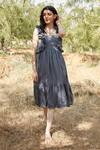 Buy Palak Khandelwal Grey Cotton Ruffles Square Neck Tiered Dress Online at Aza Fashions Buy_Palak Khandelwal_Grey Cotton Ruffles Square Neck Tiered Dress _Online_at_Aza_Fashions
