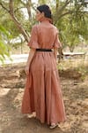 Shop_Palak Khandelwal_Brown Organic Cotton Ruffle Tiered Gathered Dress _at_Aza_Fashions