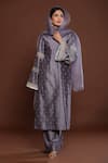 Buy Palak Khandelwal Grey Chanderi, Organza Cut Work, Embroidery, Pearls Round Neck Kurta Pant Set at Aza Fashions Buy_Palak Khandelwal_Grey Chanderi, Organza Cut Work, Embroidery, Pearls Round Neck Kurta Pant Set _at_Aza_Fashions