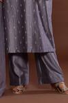 Palak Khandelwal Grey Chanderi, Organza Cut Work, Embroidery, Pearls Round Neck Kurta Pant Set Online at Aza Fashions Palak Khandelwal_Grey Chanderi, Organza Cut Work, Embroidery, Pearls Round Neck Kurta Pant Set _Online_at_Aza_Fashions