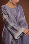 Buy Palak Khandelwal Grey Chanderi, Organza Cut Work, Embroidery, Pearls Round Neck Kurta Pant Set Buy_Palak Khandelwal_Grey Chanderi, Organza Cut Work, Embroidery, Pearls Round Neck Kurta Pant Set