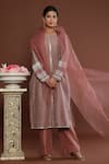 Buy Palak Khandelwal Pink Chanderi, Organza Cut Work, Pearls Round Sleeve Embroidered Kurta Pant Set at Aza Fashions Buy_Palak Khandelwal_Pink Chanderi, Organza Cut Work, Pearls Round Sleeve Embroidered Kurta Pant Set _at_Aza_Fashions