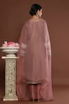 Shop Palak Khandelwal Pink Chanderi, Organza Cut Work, Pearls Round Sleeve Embroidered Kurta Pant Set at Aza Fashions Shop_Palak Khandelwal_Pink Chanderi, Organza Cut Work, Pearls Round Sleeve Embroidered Kurta Pant Set _at_Aza_Fashions