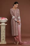 Palak Khandelwal Pink Chanderi, Organza Cut Work, Pearls Round Sleeve Embroidered Kurta Pant Set Online at Aza Fashions Palak Khandelwal_Pink Chanderi, Organza Cut Work, Pearls Round Sleeve Embroidered Kurta Pant Set _Online_at_Aza_Fashions