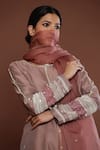 Shop Palak Khandelwal Pink Chanderi, Organza Cut Work, Pearls Round Sleeve Embroidered Kurta Pant Set Online at Aza Fashions Shop_Palak Khandelwal_Pink Chanderi, Organza Cut Work, Pearls Round Sleeve Embroidered Kurta Pant Set _Online_at_Aza_Fashions