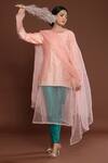 Buy Palak Khandelwal Peach Chanderi, Organza Pearls, Stones Round Embroidered Straight Kurta Pant Set at Aza Fashions Buy_Palak Khandelwal_Peach Chanderi, Organza Pearls, Stones Round Embroidered Straight Kurta Pant Set _at_Aza_Fashions