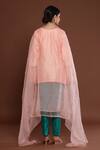 Shop Palak Khandelwal Peach Chanderi, Organza Pearls, Stones Round Embroidered Straight Kurta Pant Set at Aza Fashions Shop_Palak Khandelwal_Peach Chanderi, Organza Pearls, Stones Round Embroidered Straight Kurta Pant Set _at_Aza_Fashions