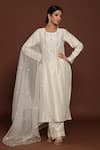 Palak Khandelwal Ivory Chanderi, Organza Pearls, Stones, Embroidery Round Neck Kurta Pant Set Online at Aza Fashions Palak Khandelwal_Ivory Chanderi, Organza Pearls, Stones, Embroidery Round Neck Kurta Pant Set _Online_at_Aza_Fashions