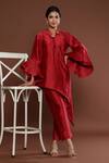 Buy Palak Khandelwal Red Chanderi Stones Collared Embroidered Kurta And Pant Set at Aza Fashions Buy_Palak Khandelwal_Red Chanderi Stones Collared Embroidered Kurta And Pant Set _at_Aza_Fashions