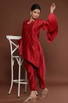 Buy Palak Khandelwal Red Chanderi Stones Collared Embroidered Kurta And Pant Set Online at Aza Fashions Buy_Palak Khandelwal_Red Chanderi Stones Collared Embroidered Kurta And Pant Set _Online_at_Aza_Fashions