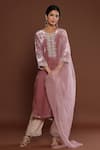 Buy Palak Khandelwal Pink Velvet, Chanderi, Organza Pearls, Diamonds, Cut Work, Kurta Pant Set at Aza Fashions Buy_Palak Khandelwal_Pink Velvet, Chanderi, Organza Pearls, Diamonds, Cut Work, Kurta Pant Set _at_Aza_Fashions
