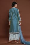Shop Palak Khandelwal Blue Chanderi, Organza Pearls, Cut Work, Embroidery Bandeau Neck Kurta Pant Set at Aza Fashions Shop_Palak Khandelwal_Blue Chanderi, Organza Pearls, Cut Work, Embroidery Bandeau Neck Kurta Pant Set _at_Aza_Fashions
