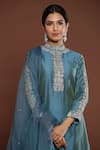 Palak Khandelwal Blue Chanderi, Organza Pearls, Cut Work, Embroidery Bandeau Neck Kurta Pant Set Online at Aza Fashions Palak Khandelwal_Blue Chanderi, Organza Pearls, Cut Work, Embroidery Bandeau Neck Kurta Pant Set _Online_at_Aza_Fashions